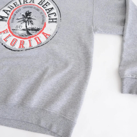 Vintage 90s Jerzees Gray Madeira  Beach Florida Crew Neck Sweater Large - Picture 5 of 9